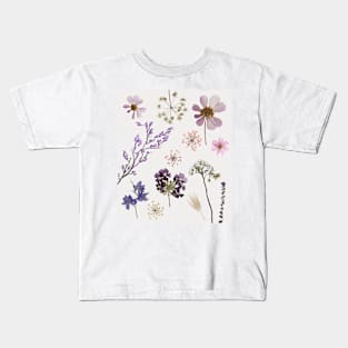 Lilac Dried Flowers Cottagecore Collage Kids T-Shirt